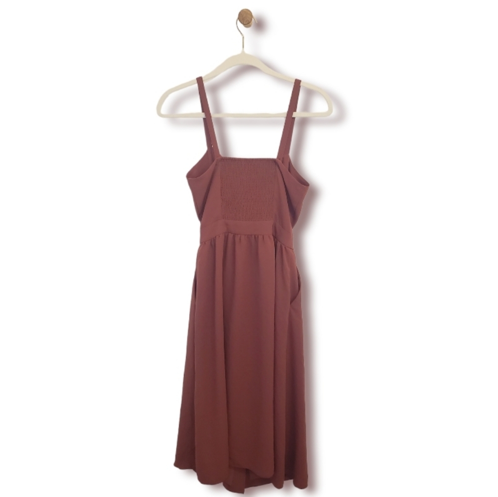 Aritzia Wilfred Adelia Tie Front Cutout Midi Summer Dress Mauve Pink Size 2 - Picture 7 of 13